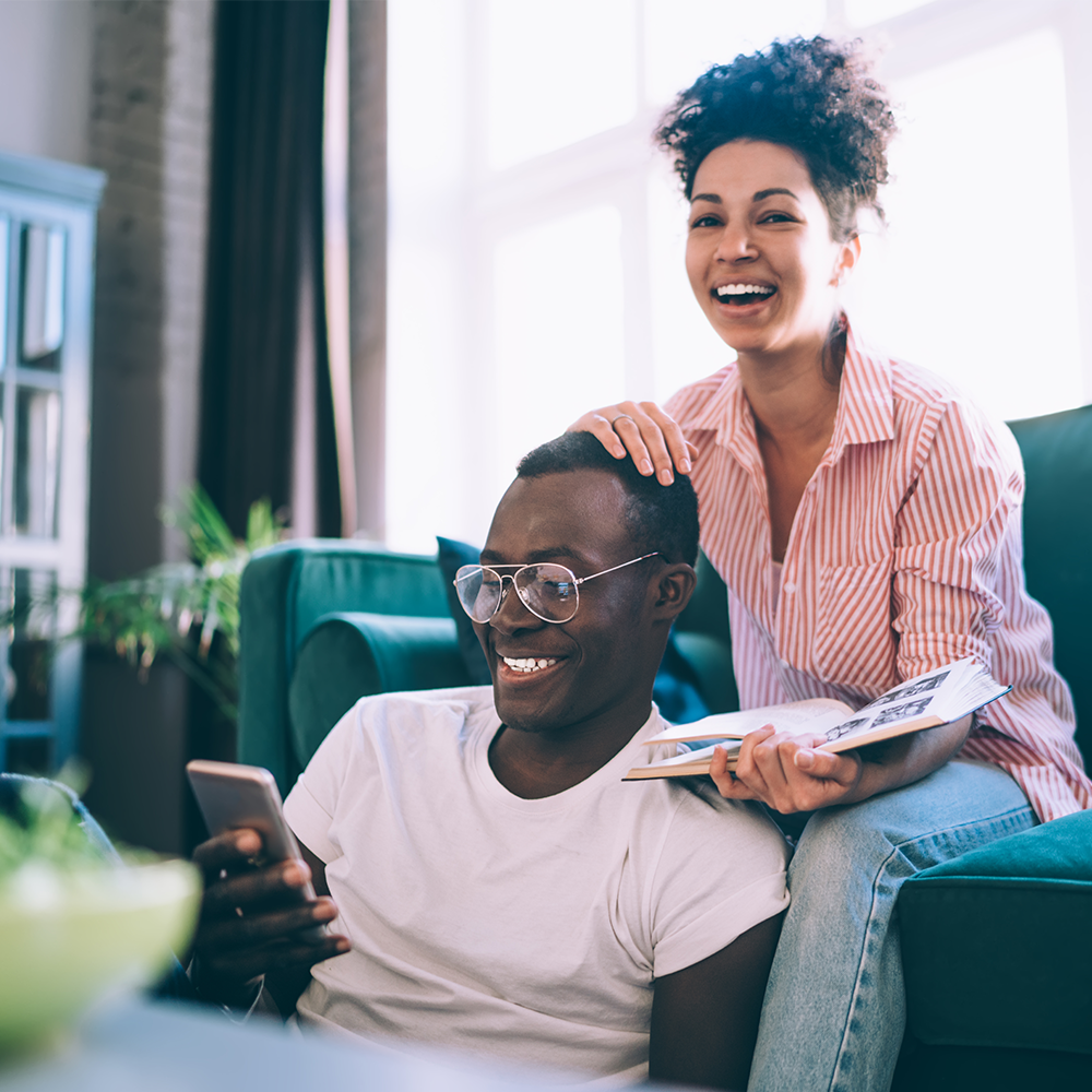 couple sitting in living room